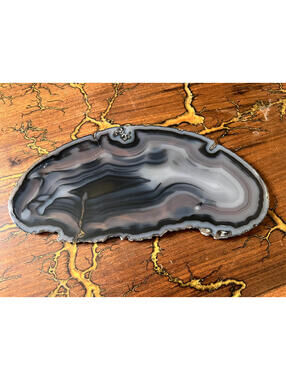 Beautiful Agate Slab with Black, Brown, & Grayish Purple Hues 12" x 1/4" thick